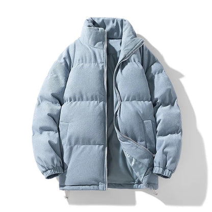Arthur Corduroy Relaxed Fit Puffer Jacket | Stand Collar Padded Jacket