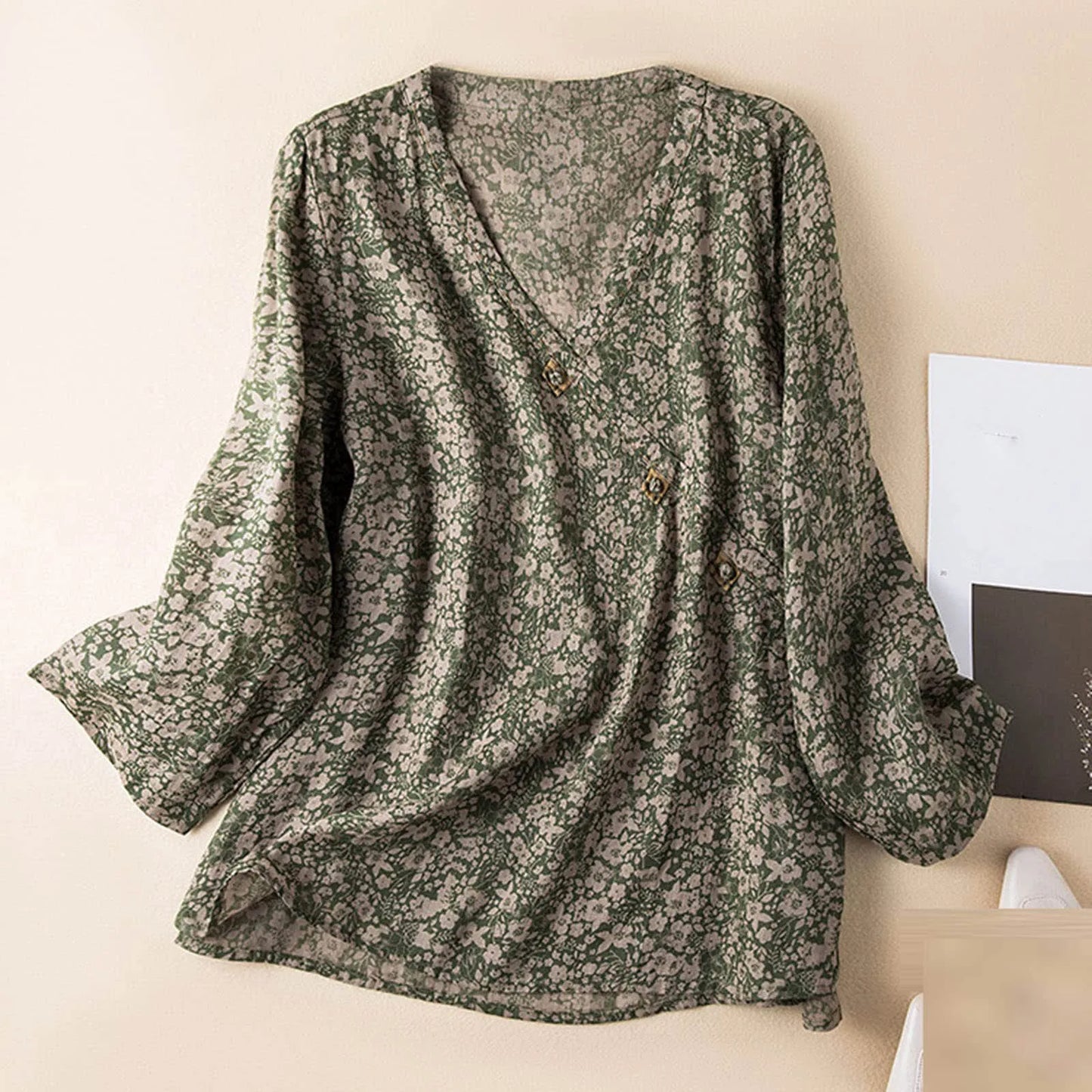Isla Relaxed Fit Blouse | V-Neck Long Sleeve Blouse