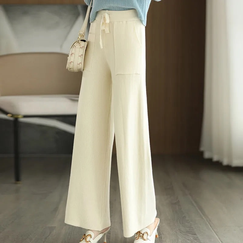 Isla Wide Leg Pants | Drawstring Waist Patch Pockets Pants