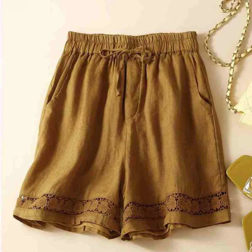 Amelia Relaxed Fit Shorts | Embroidered Trim Drawstring Shorts