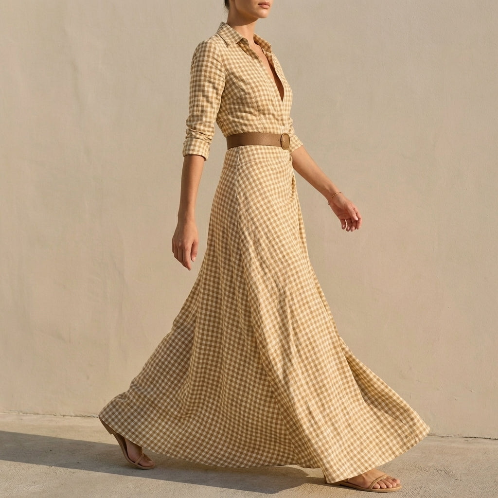 Isla Wrap Maxi Dress | Collared V-Neck Belted Maxi Dress