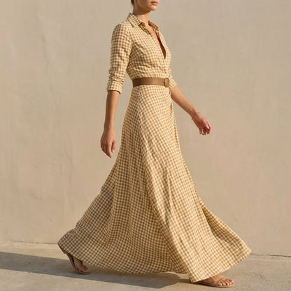 Isla Wrap Maxi Dress | Collared V-Neck Belted Maxi Dress