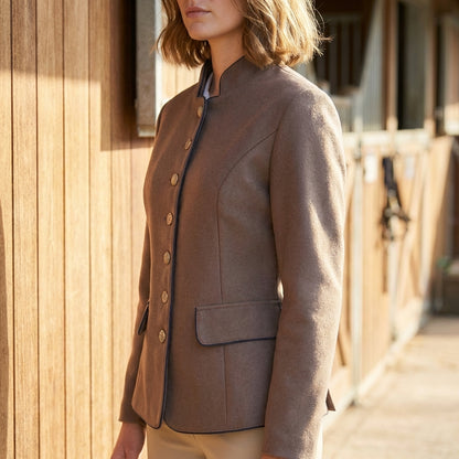 Chloe Fitted Blazer | Stand Collar Button-Front Tailored Jacket