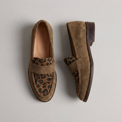 Isabella Orthopedic Chunky Sole Loafers | Animal Print Vamp Strap Loafers