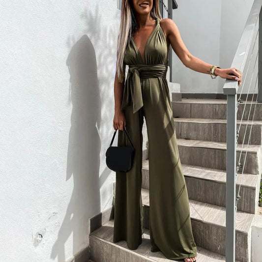 Simone Sleeveless Jumpsuit with Pleated Belt | Elegant & Flattering Fit
