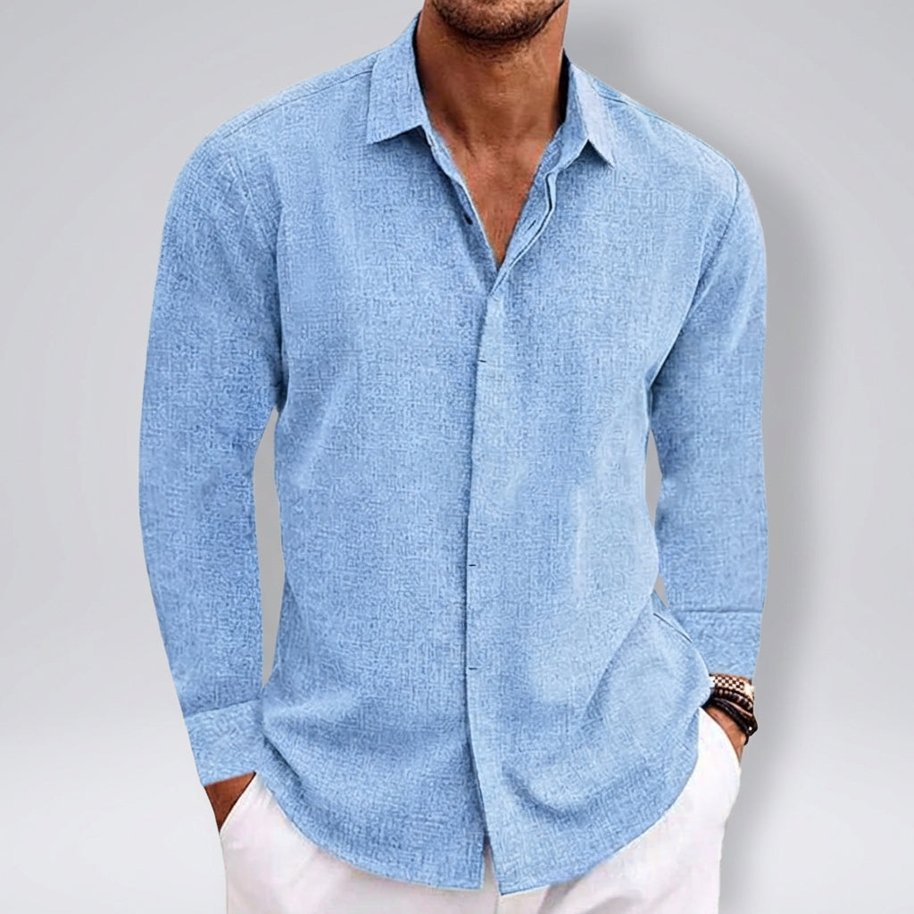 Archie Relaxed Fit Button-Up Shirt | Collared Long Sleeve Shirt