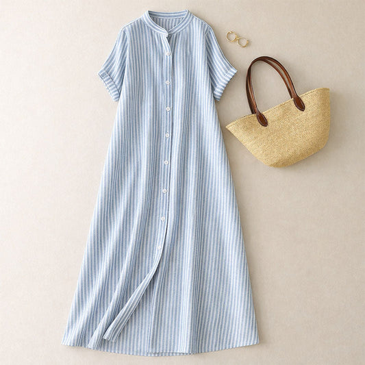 Isabella Maxi Dress | Striped Button Front Dress