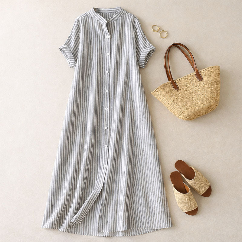 Isabella Maxi Dress | Striped Button Front Dress