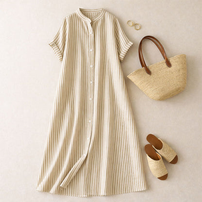 Isabella Maxi Dress | Striped Button Front Dress