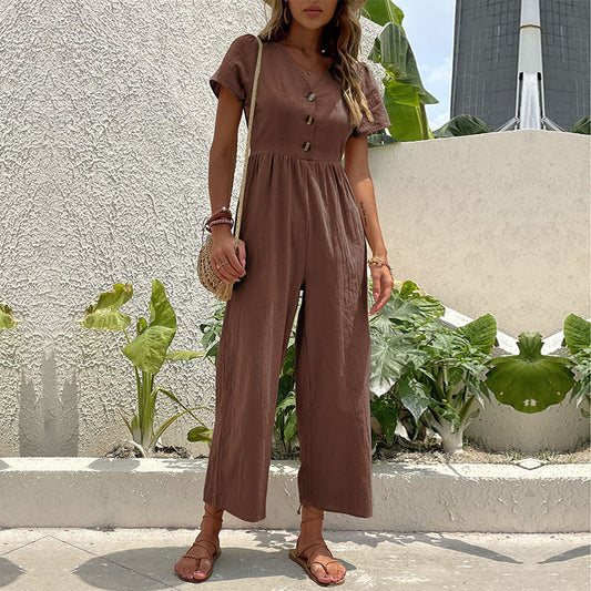 Stella Jumpsuit | Wide-Leg Linen Blend