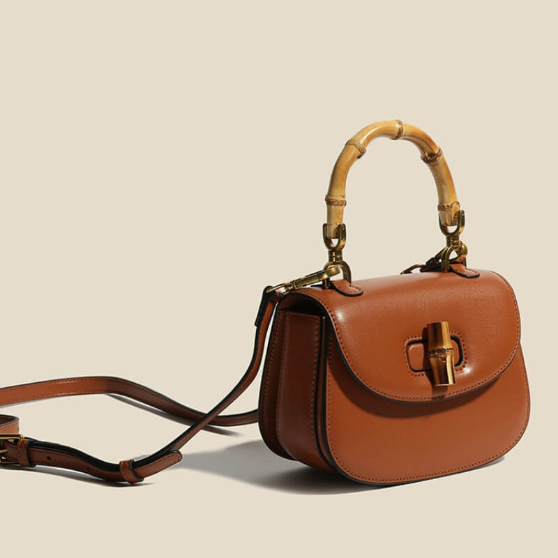 Francesca Top Handle Bag | Bamboo Handle Flap Closure Bag