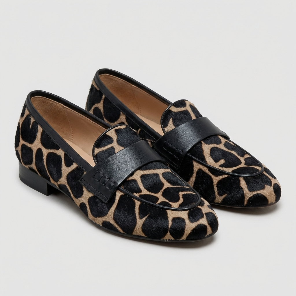 Isla Animal Print Strap Detail Loafers | Smart Casual Loafers