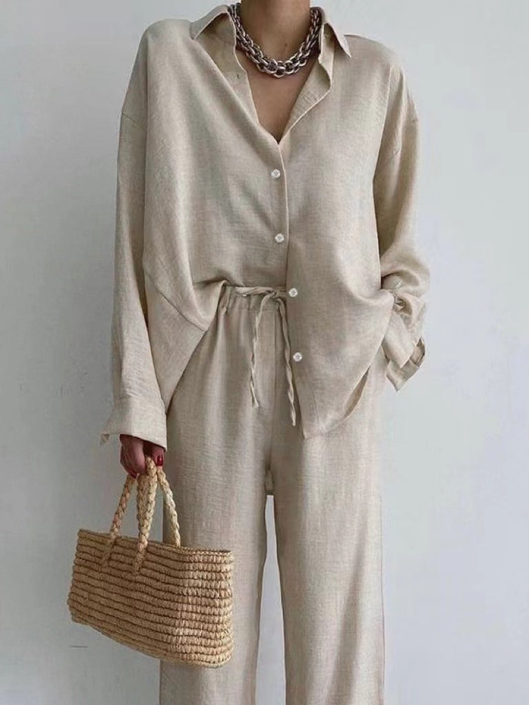 Suzan Set | Linen Blouse & Wide-Leg Pants