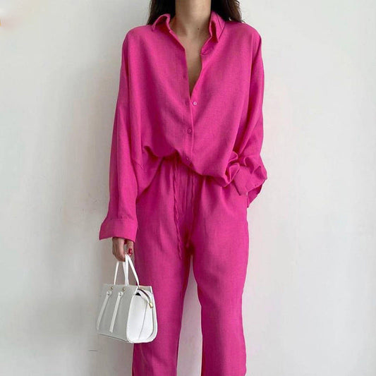 Suzan Set | Linen Blouse & Wide-Leg Pants