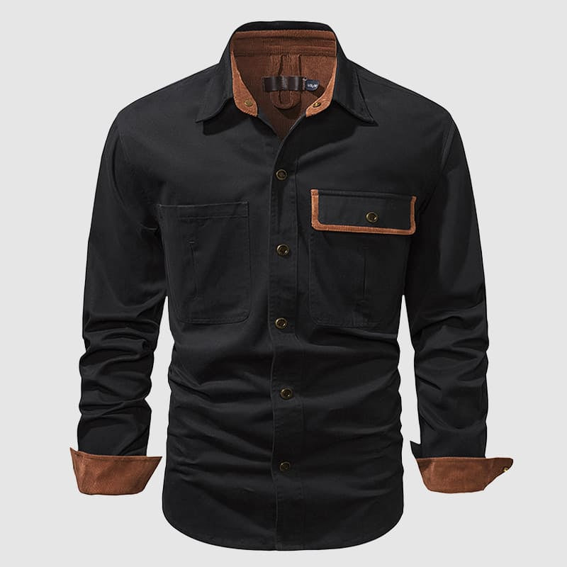 Theodore Cotton Corduroy Lined Button-Up Shirt | Point Collar Casual Shirt
