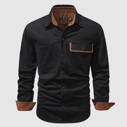 Theodore Cotton Corduroy Lined Button-Up Shirt | Point Collar Casual Shirt