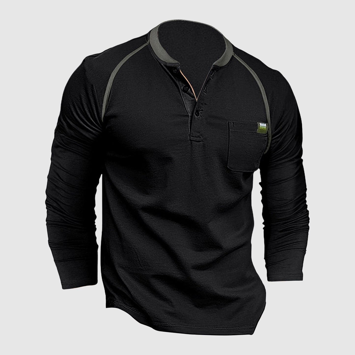 Theodore Cotton Henley Shirt | Relaxed Fit Button Front Shirt