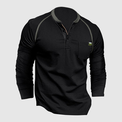 Theodore Cotton Henley Shirt | Relaxed Fit Button Front Shirt