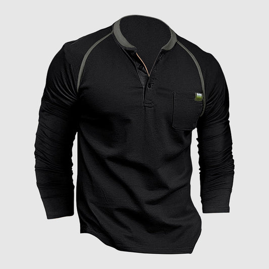 Theodore Cotton Henley Shirt | Relaxed Fit Button Front Shirt