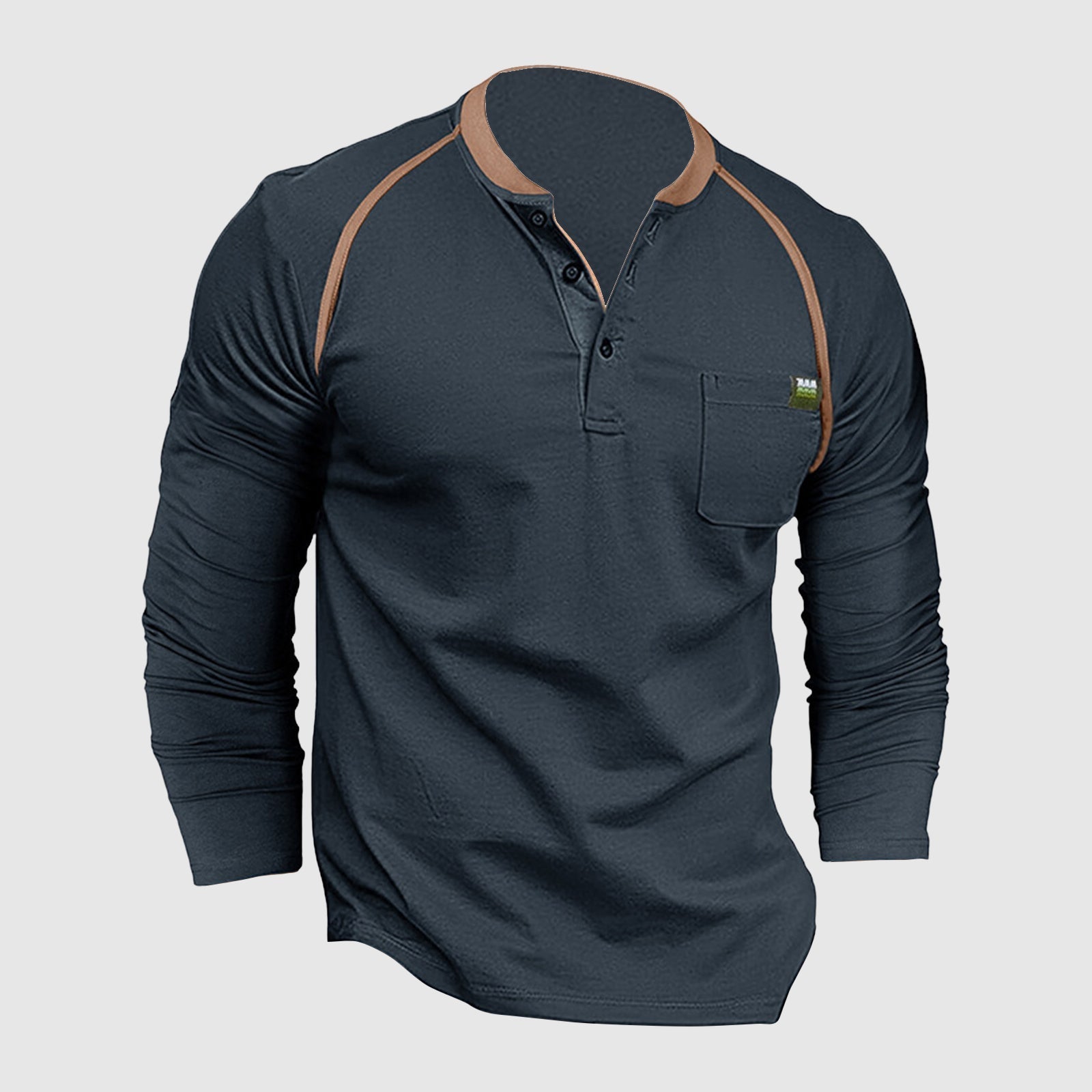 Theodore Cotton Henley Shirt | Relaxed Fit Button Front Shirt