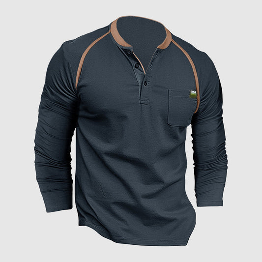 Theodore Cotton Henley Shirt | Relaxed Fit Button Front Shirt