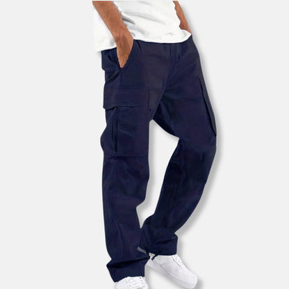 Theodore Cotton Relaxed Fit Cargo Pants | Drawstring Waist Cargo Pants