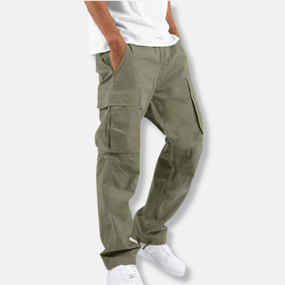 Theodore Cotton Relaxed Fit Cargo Pants | Drawstring Waist Cargo Pants