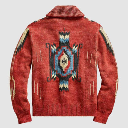 Theodore Wool Geometric Cardigan | Shawl Neck Casual Cardigan