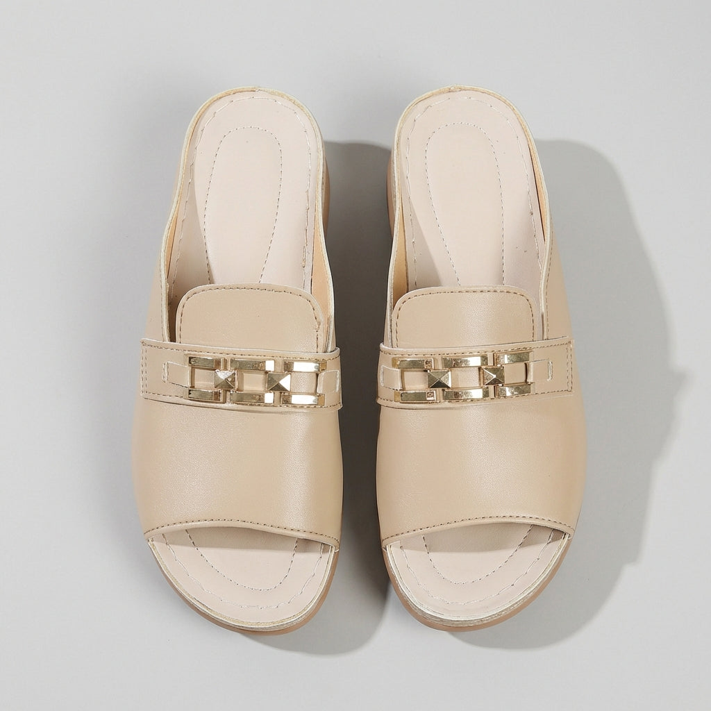 Stella Wedge Sandals | Metal Embellishment Casual Sandals