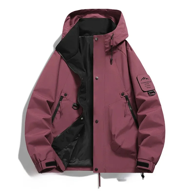 Unisex Windbreaker Jacket – Water Resistant – Multi Pocket – Adjustable Hood and Cuffs