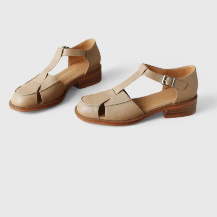 Amelia Block Heel Mary Jane Sandals | T-Strap Buckle Mary Jane Sandals