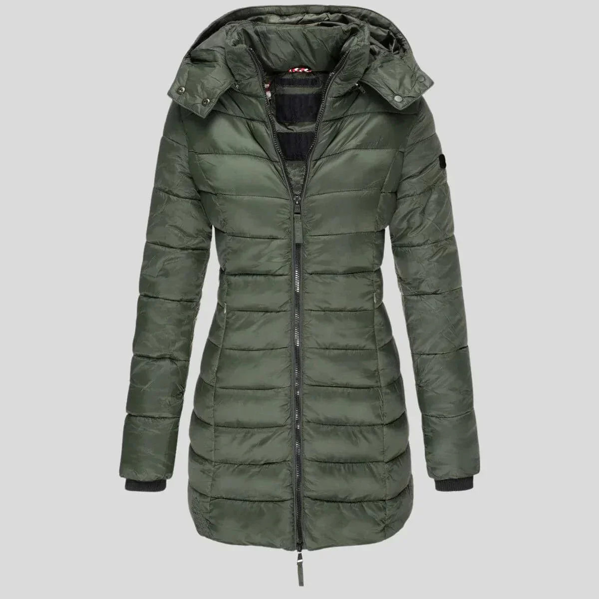 Isabella Hooded Puffer Coat | Quilted Zipper Pockets Coat