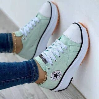 Isabella Cotton Chunky Sole Sneakers | Platform Lace-Up Sneakers