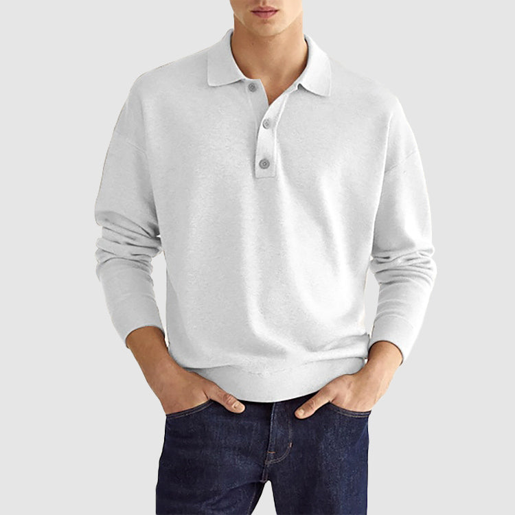Oliver Cotton Relaxed Fit Polo Shirt | Collared Long Sleeve Polo Shirt