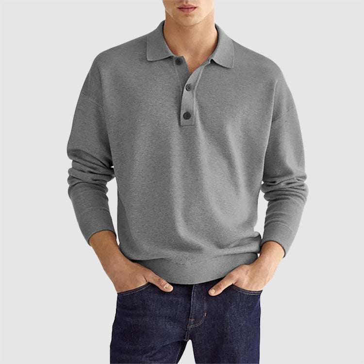 Oliver Cotton Relaxed Fit Polo Shirt | Collared Long Sleeve Polo Shirt