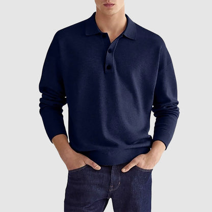 Oliver Cotton Relaxed Fit Polo Shirt | Collared Long Sleeve Polo Shirt