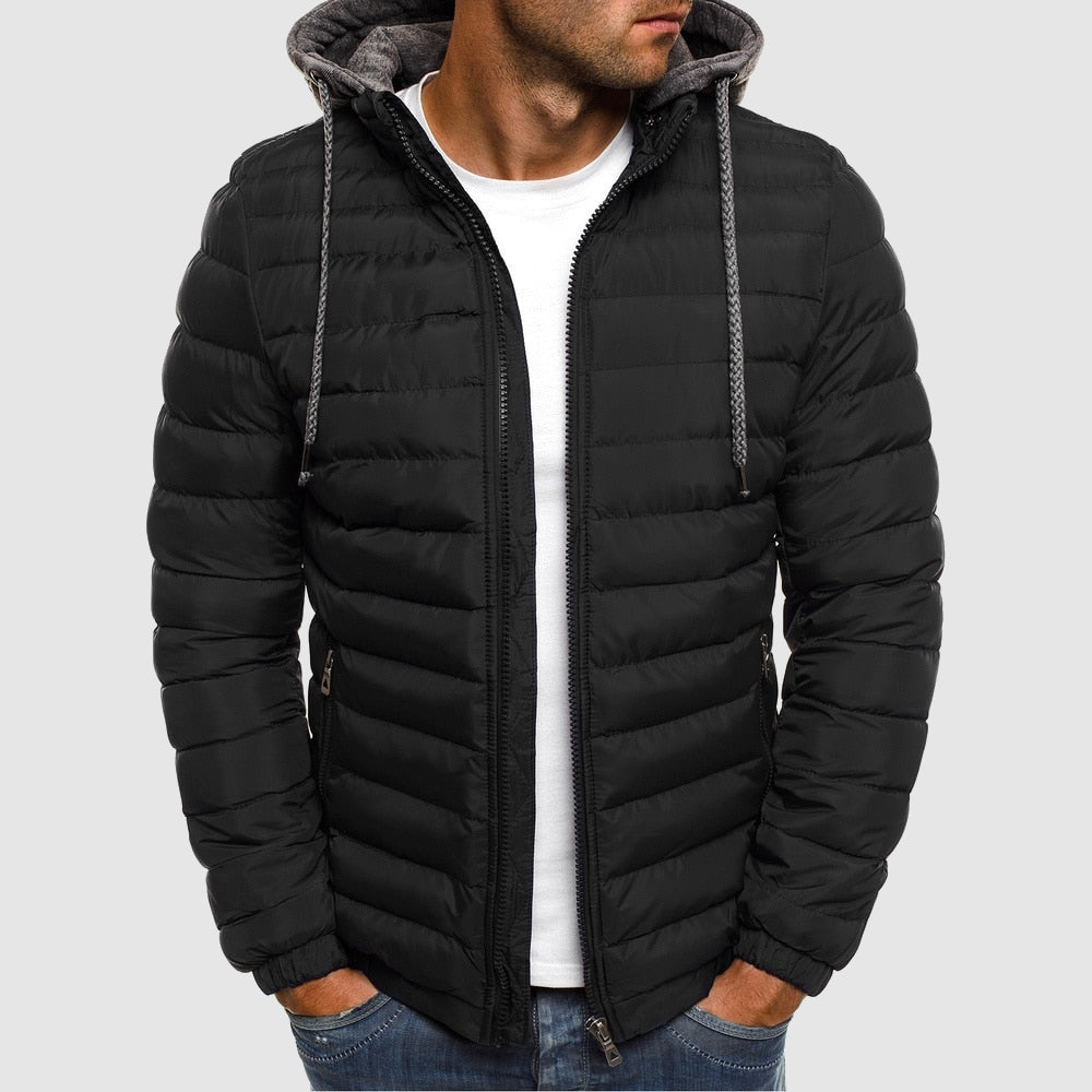 Thomas Nylon Puffer Jacket | Hooded Quilted Zip Front Jacket