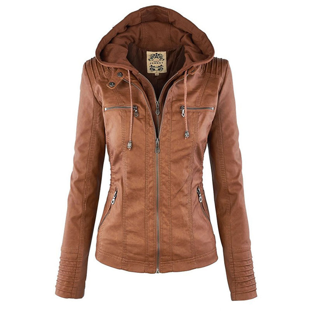Florence Leather Hooded Biker Jacket | Fitted Casual Jacket