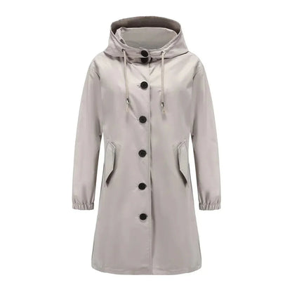 Isabella Hooded Coat | Button Front Drawstring Hood Coat