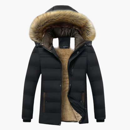 Oscar Hooded Puffer Jacket | Fur Trimmed Mid-Thigh Length Jacket