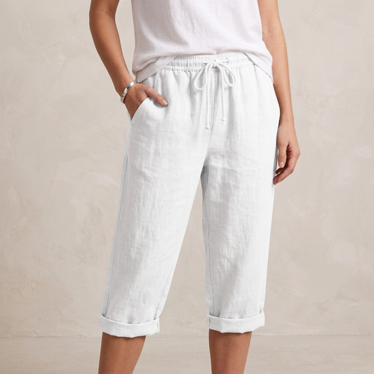 Isla Loose Fit Capri Pants | Drawstring Waist Pockets Capri Pants