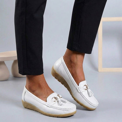 Isla Slip-On | Tassel Accents Stitched Trim Moccasins