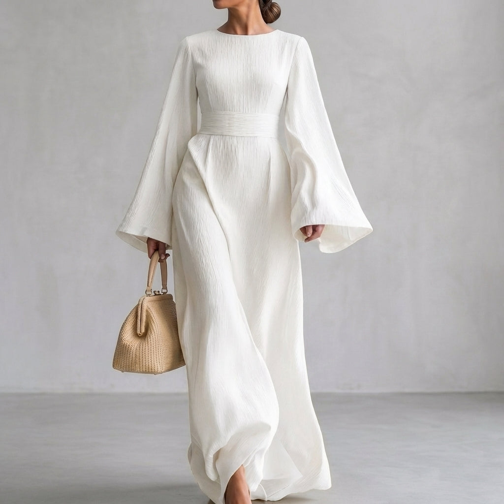 Isabella Flowy Maxi Dress | Square Neck Bell Sleeve Dress