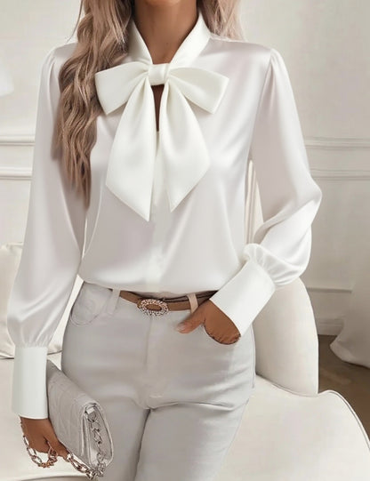 Qendressa Blouse | Women's Autumn Puff Sleeve Bow Collar Blouse