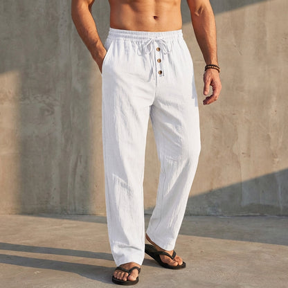 Arthur Relaxed Fit Trousers | Textured Drawstring Waist Trousers