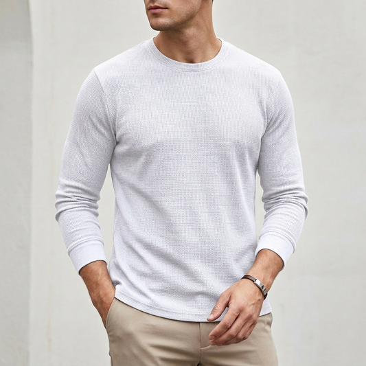 Rocco Ribbed Crewneck Knit Shirt | Regular Fit Solid Knit Shirt