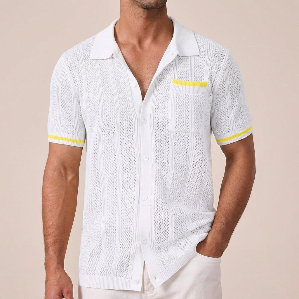 Freddie Relaxed Knit Polo Shirt | Striped Button Front Shirt