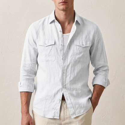 Leo Relaxed Fit Button-Down Shirt | Solid Long Sleeve Shirt