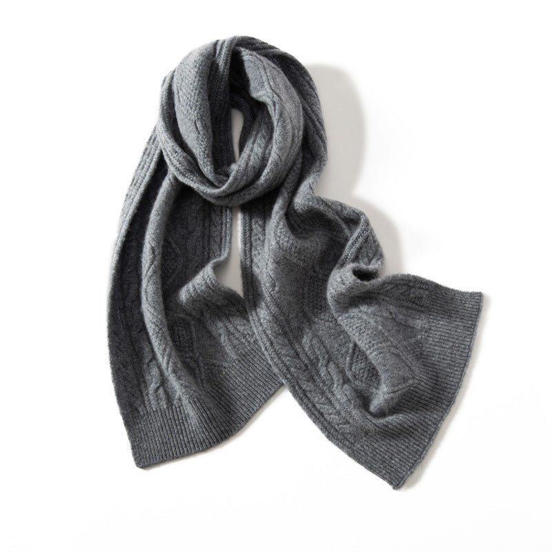 Amelia Draped Scarf | Cable Knit Long Ribbed Edges Scarf