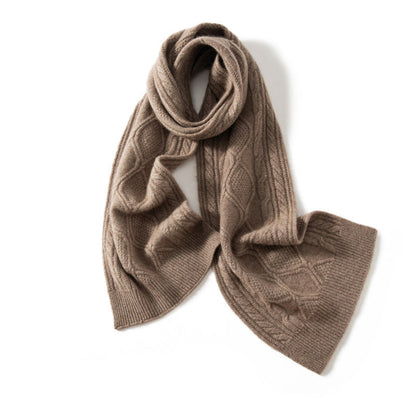 Amelia Draped Scarf | Cable Knit Long Ribbed Edges Scarf